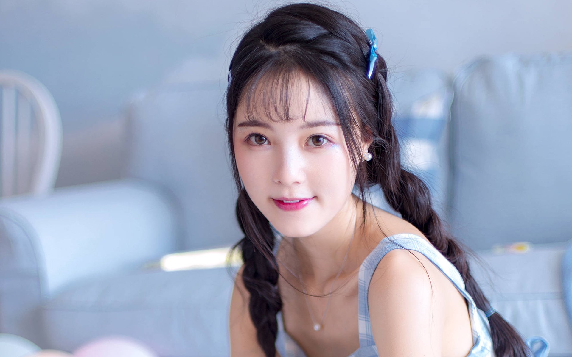 清纯,蓝色系,唯美,美女,可爱