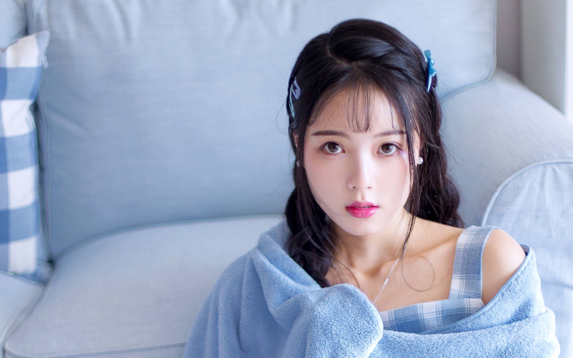 清纯,蓝色系,唯美,美女,可爱