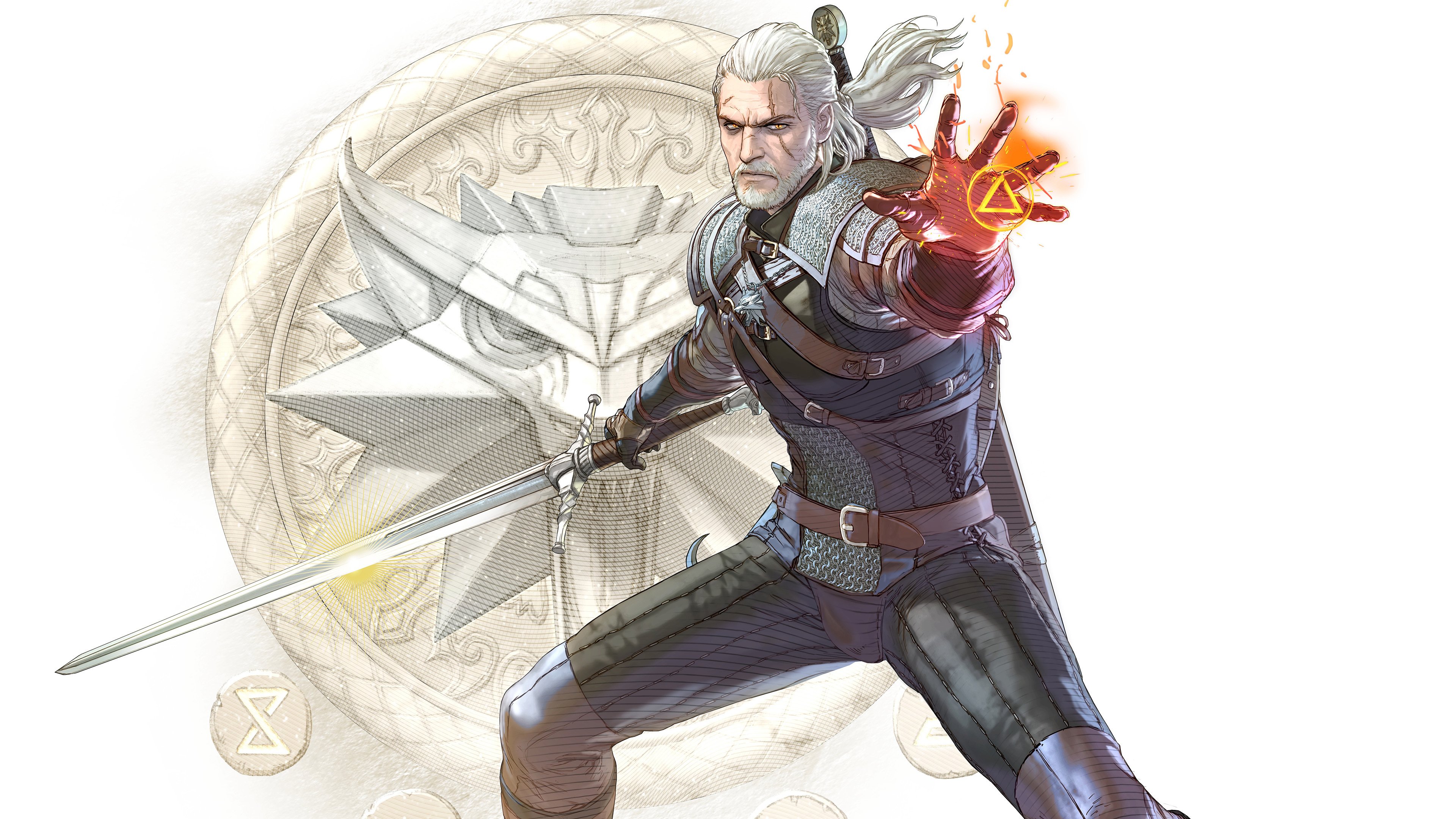 巫师3,白色,战斗,剑