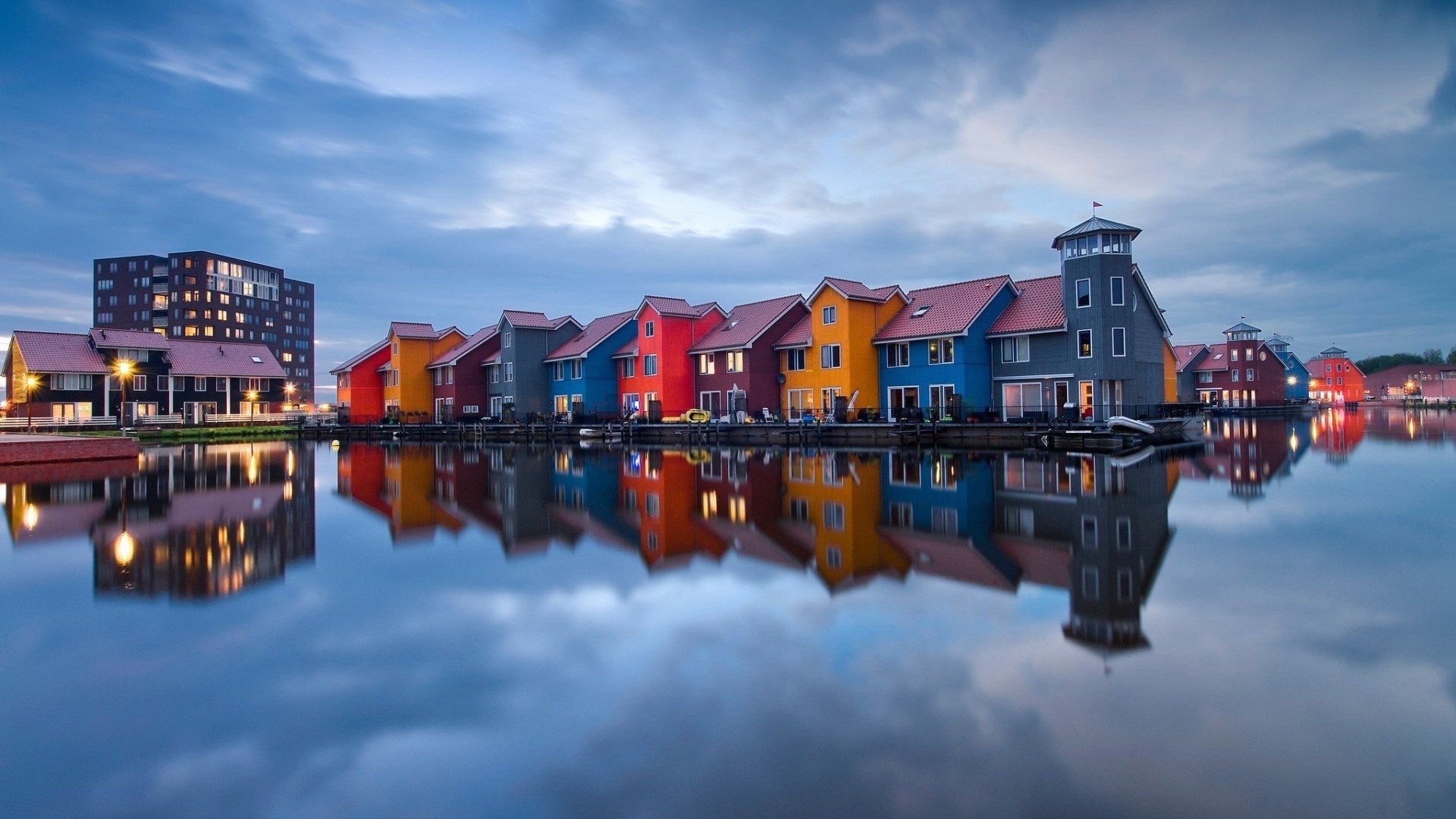 城市夜景,荷兰,秋天,夜景,建筑