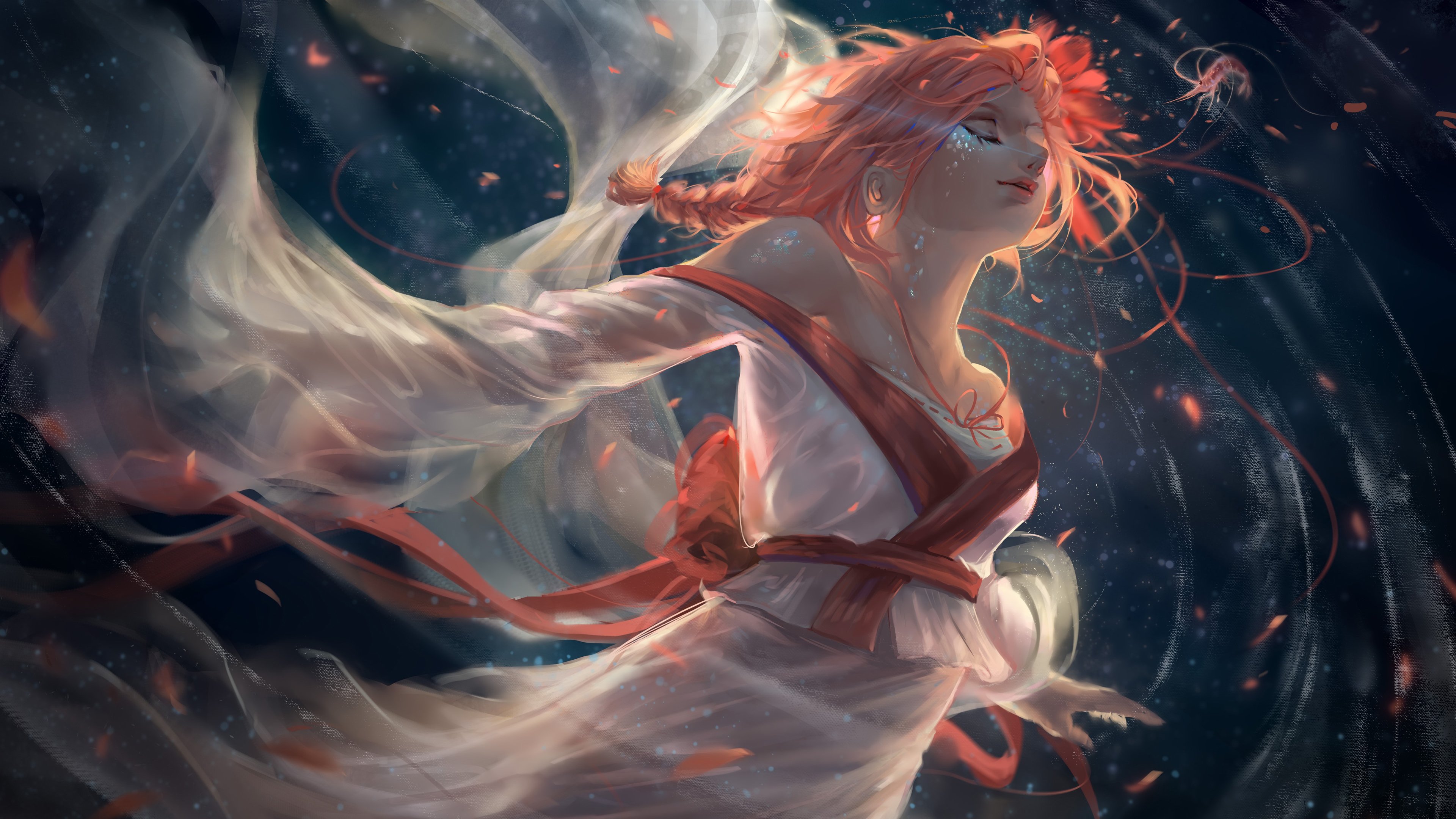 幻想女孩,和服,红头发