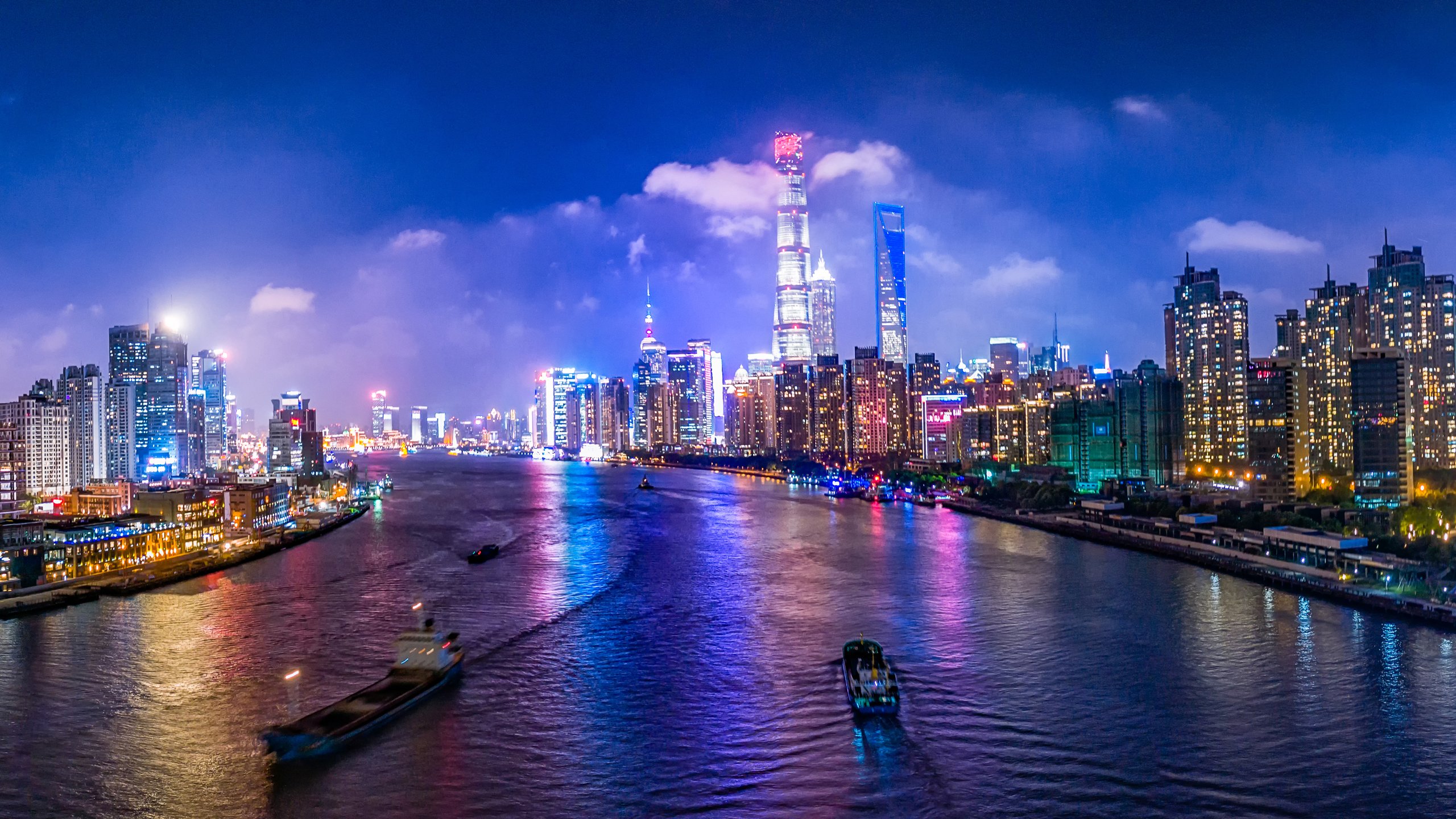 城市夜景,上海,黄浦江,东方明珠