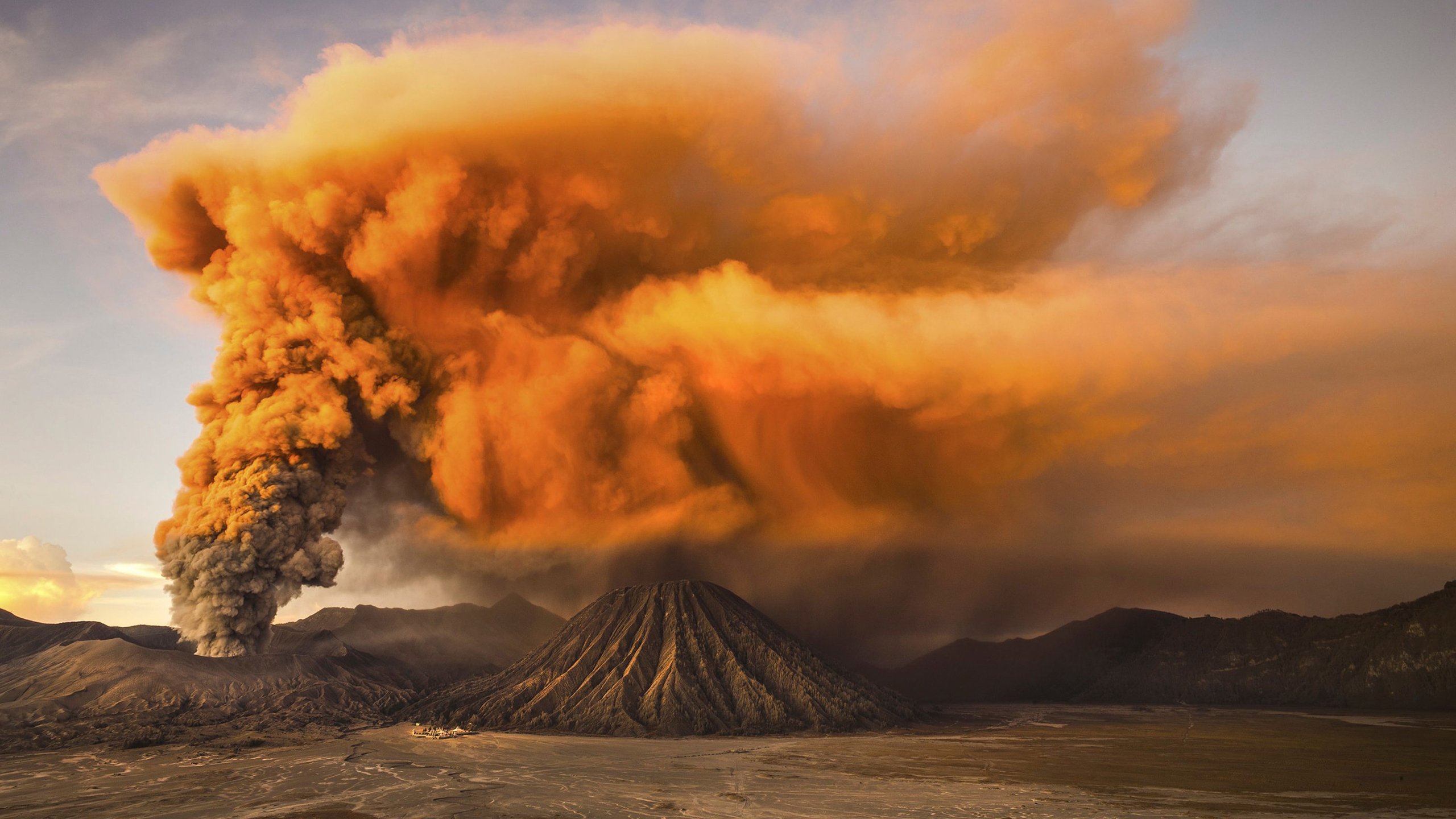 自然风光,火山,喷发,红色,蘑菇云