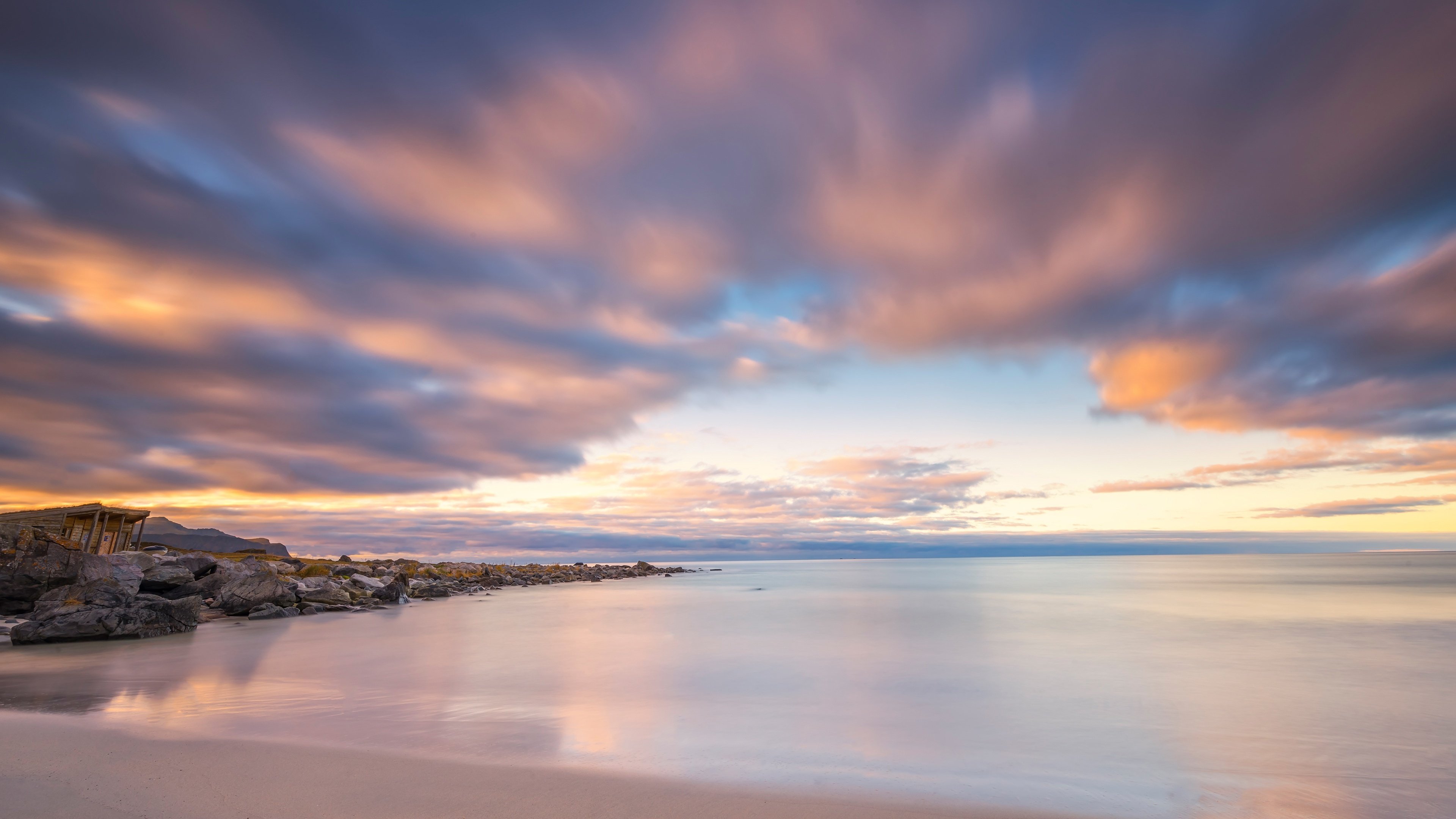 落日余晖,大海,夕阳,晚霞