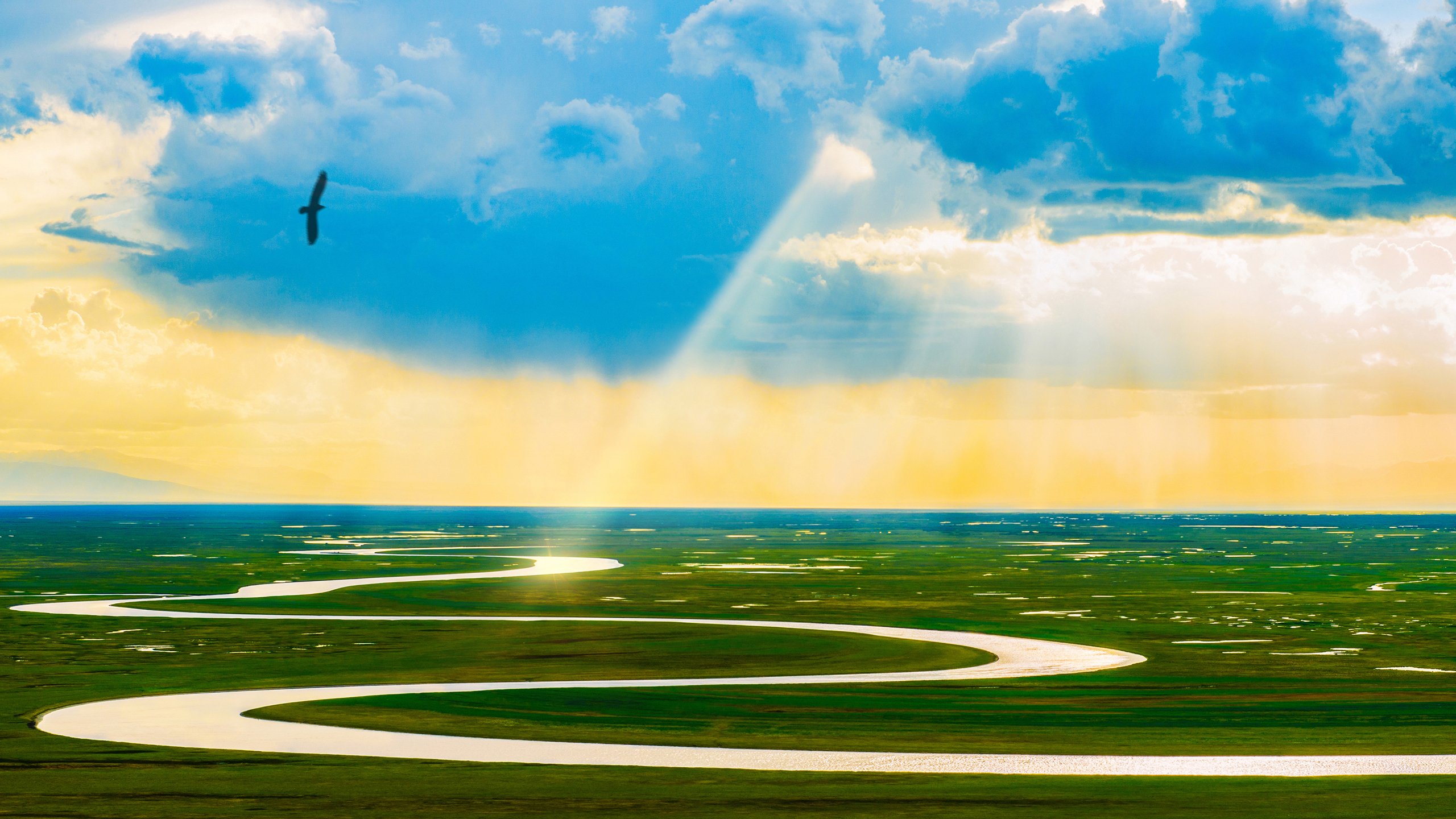 自然风光,河流,黄河,阳光