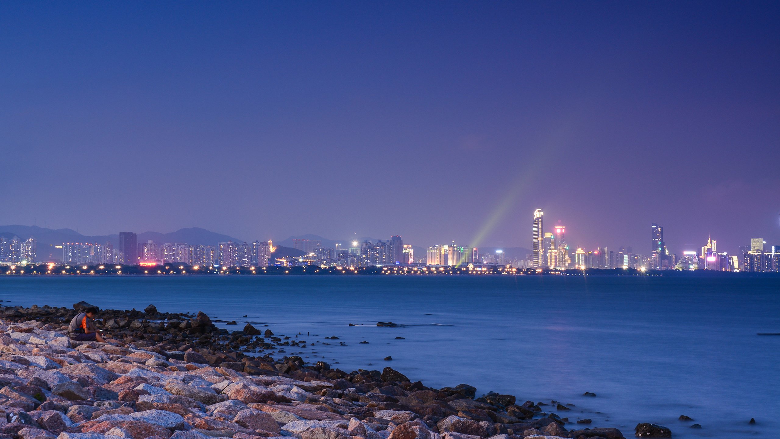 城市夜景,建筑夜景,风景,河边