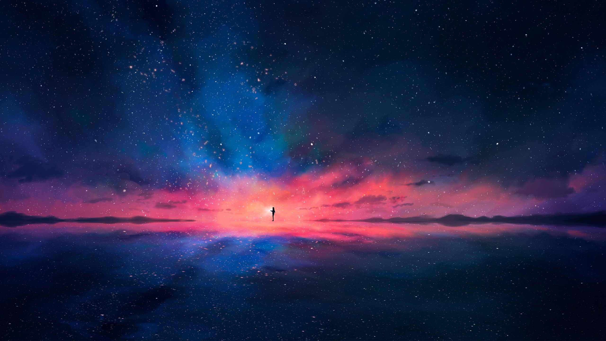 星空背景,绘画,夜空,人物