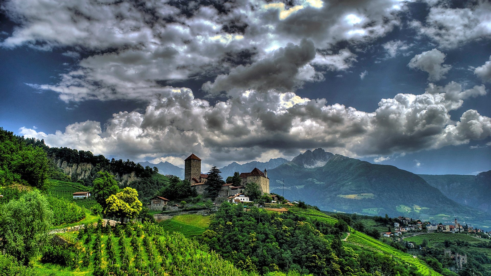 蓝天白云,绿色,青山,高山