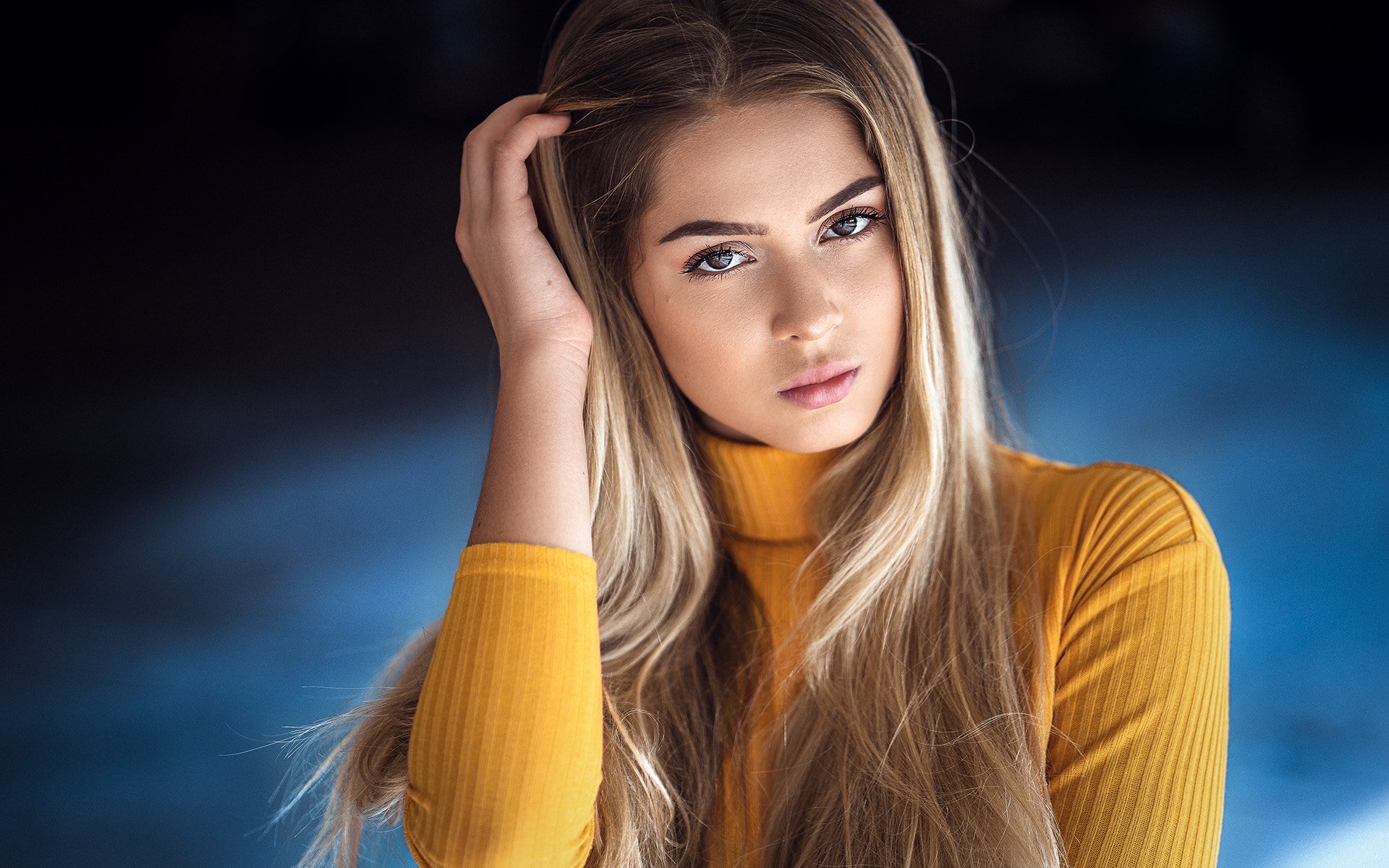 欧美女神,金发,美丽,毛衣