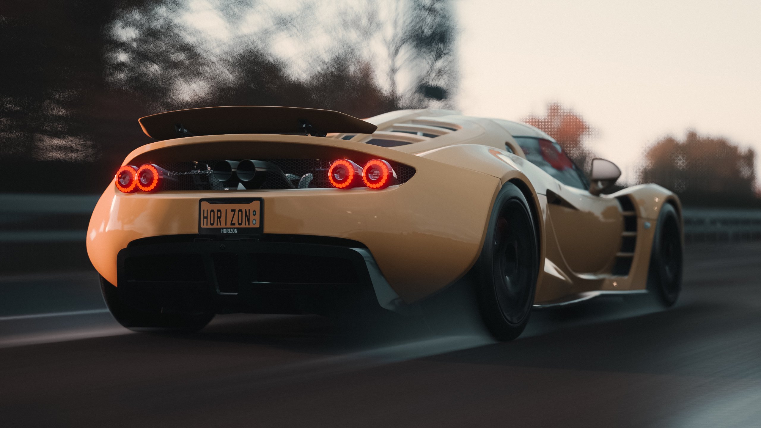 跑车,黄色,车尾