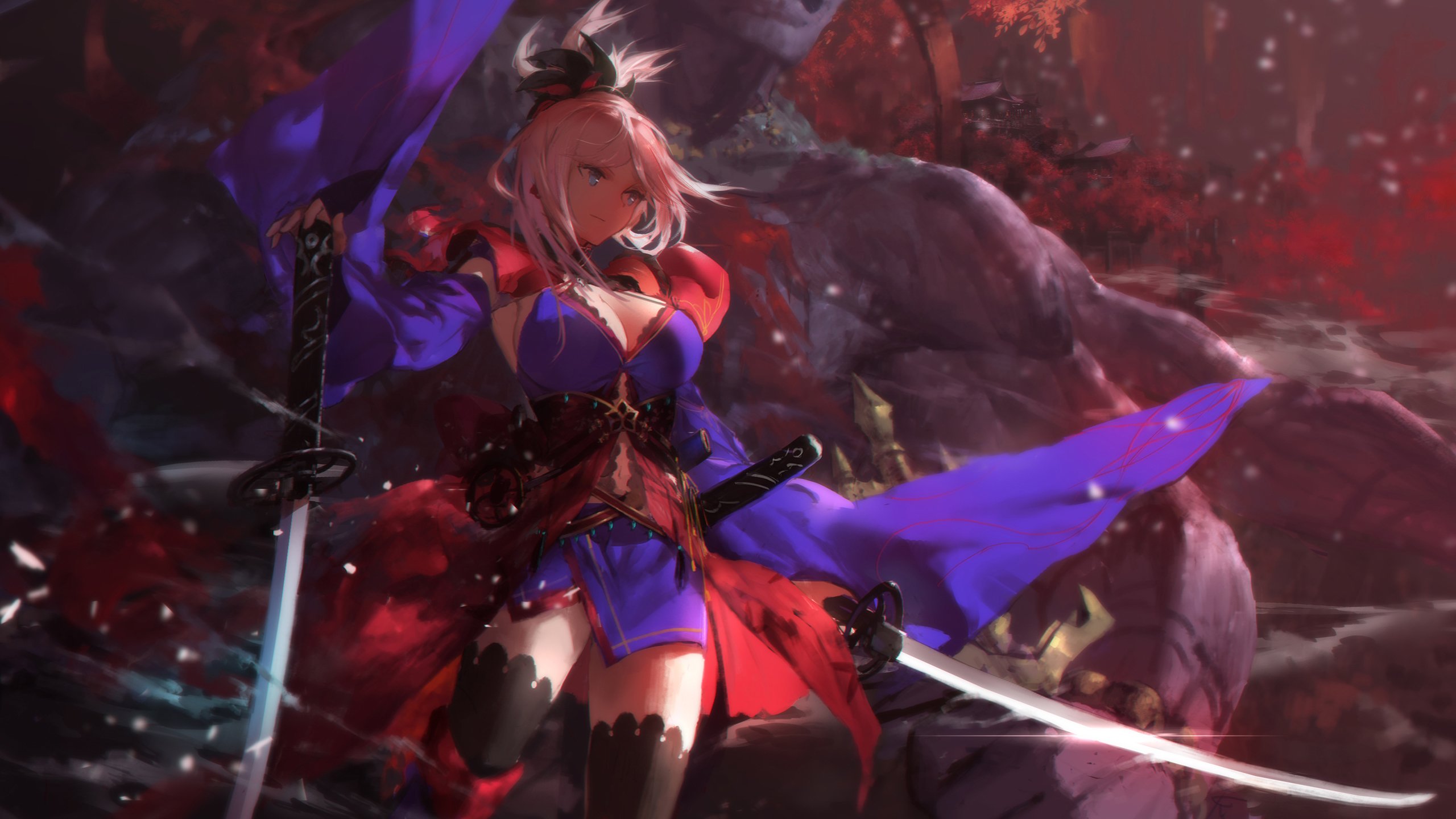 卡通人物,女孩,刀,战斗