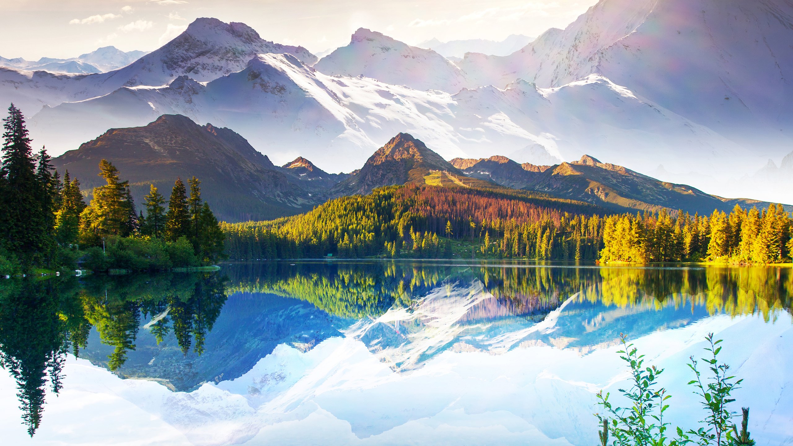 自然风光,湖水,高山,白云