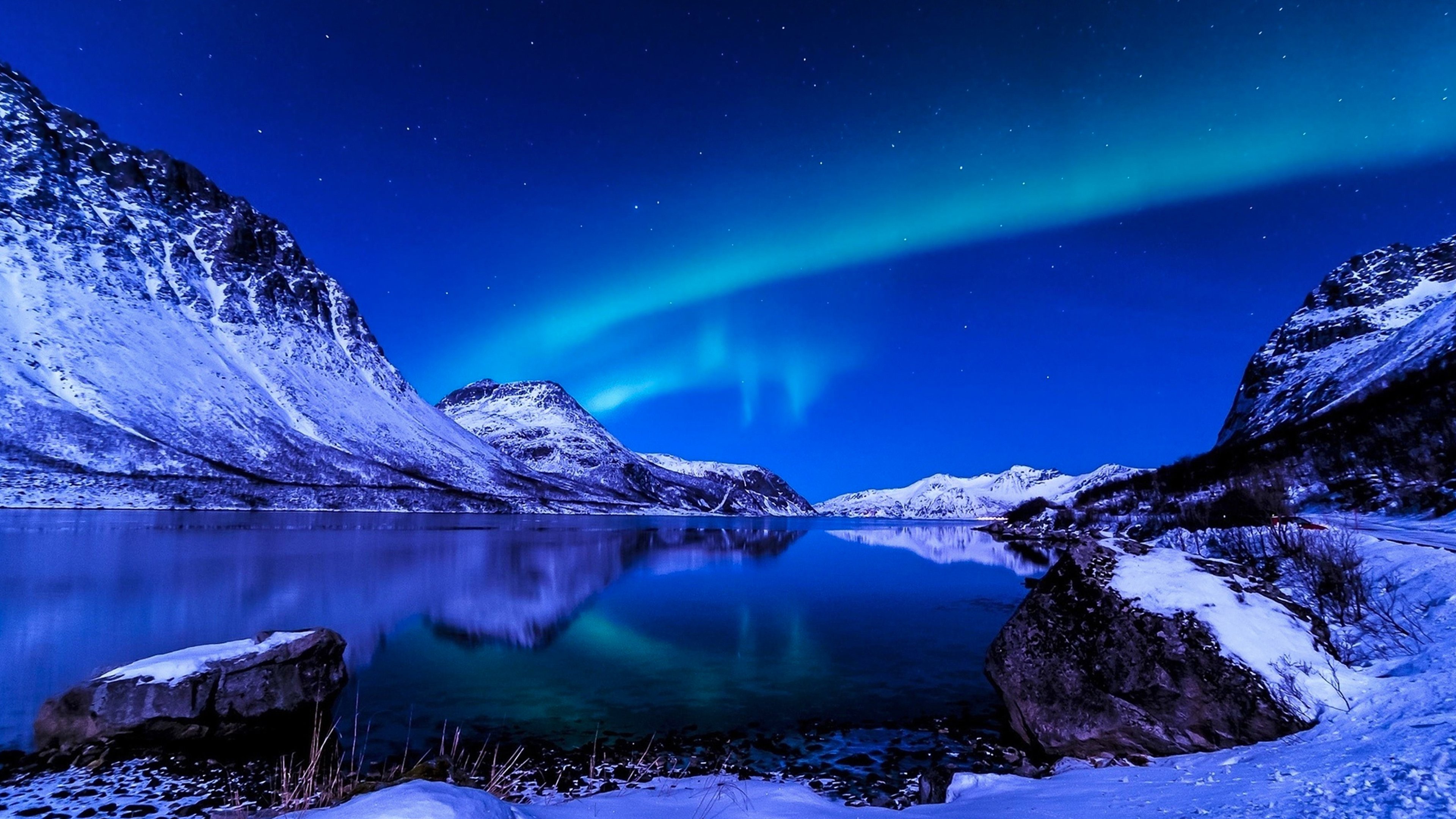 风景大片,冰天雪地,极光