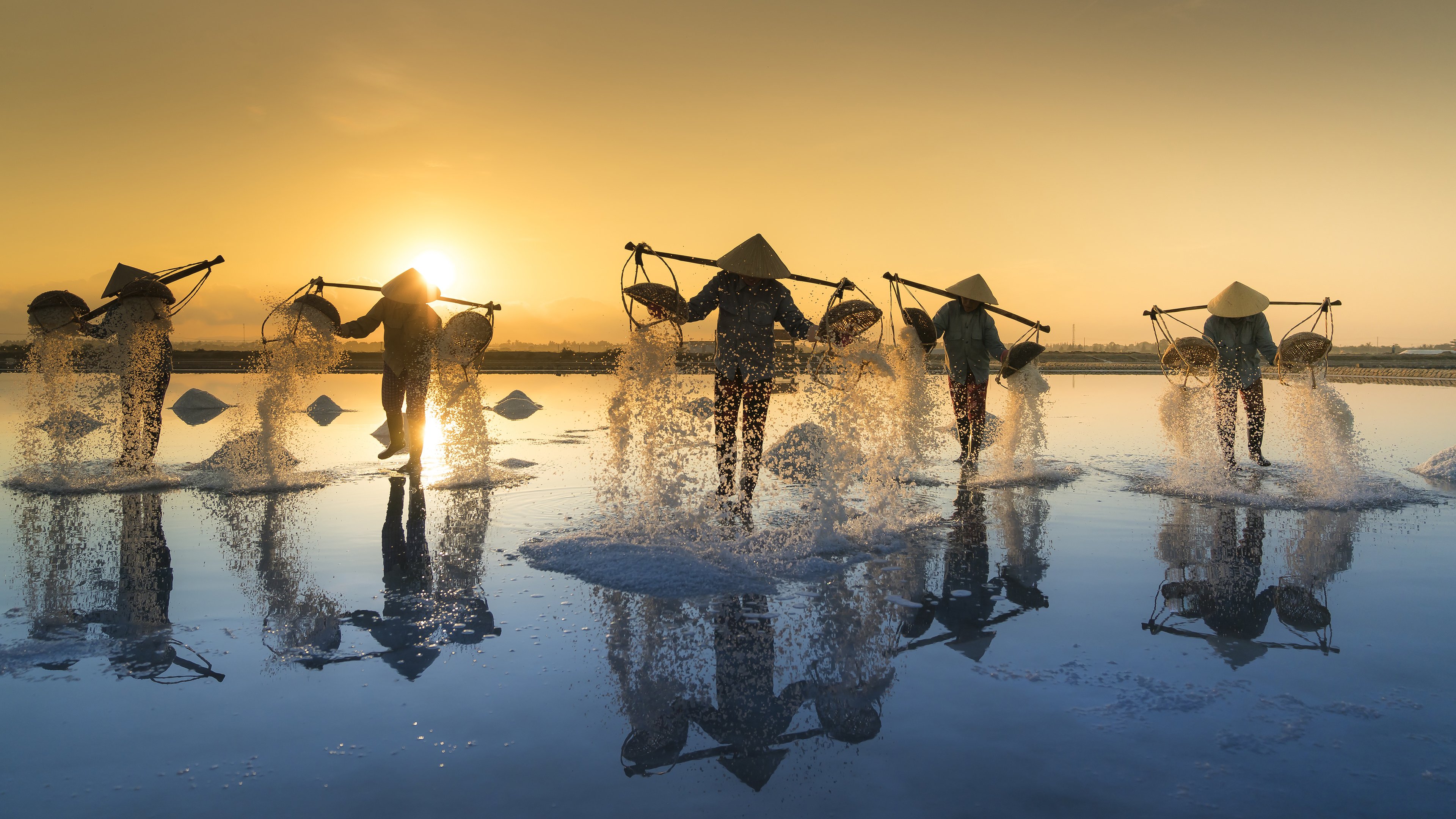 盐湖,日出,劳动