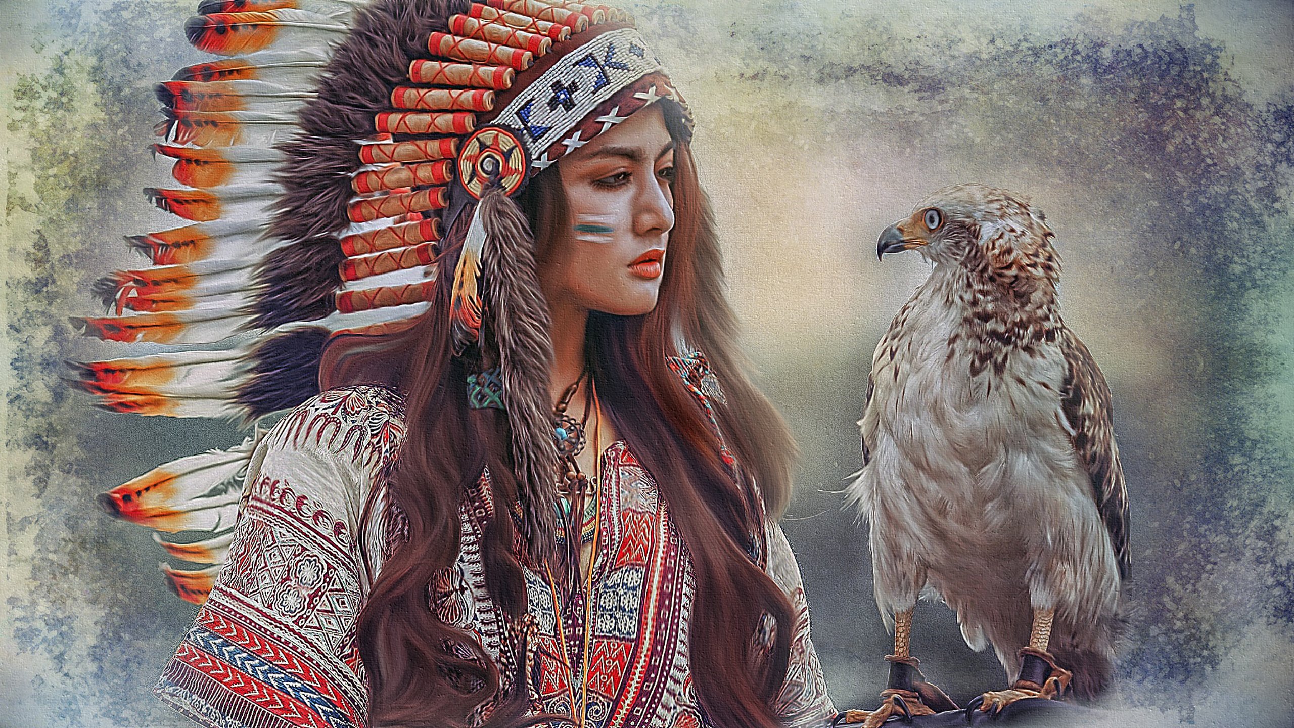 印第安,老鹰,油画
