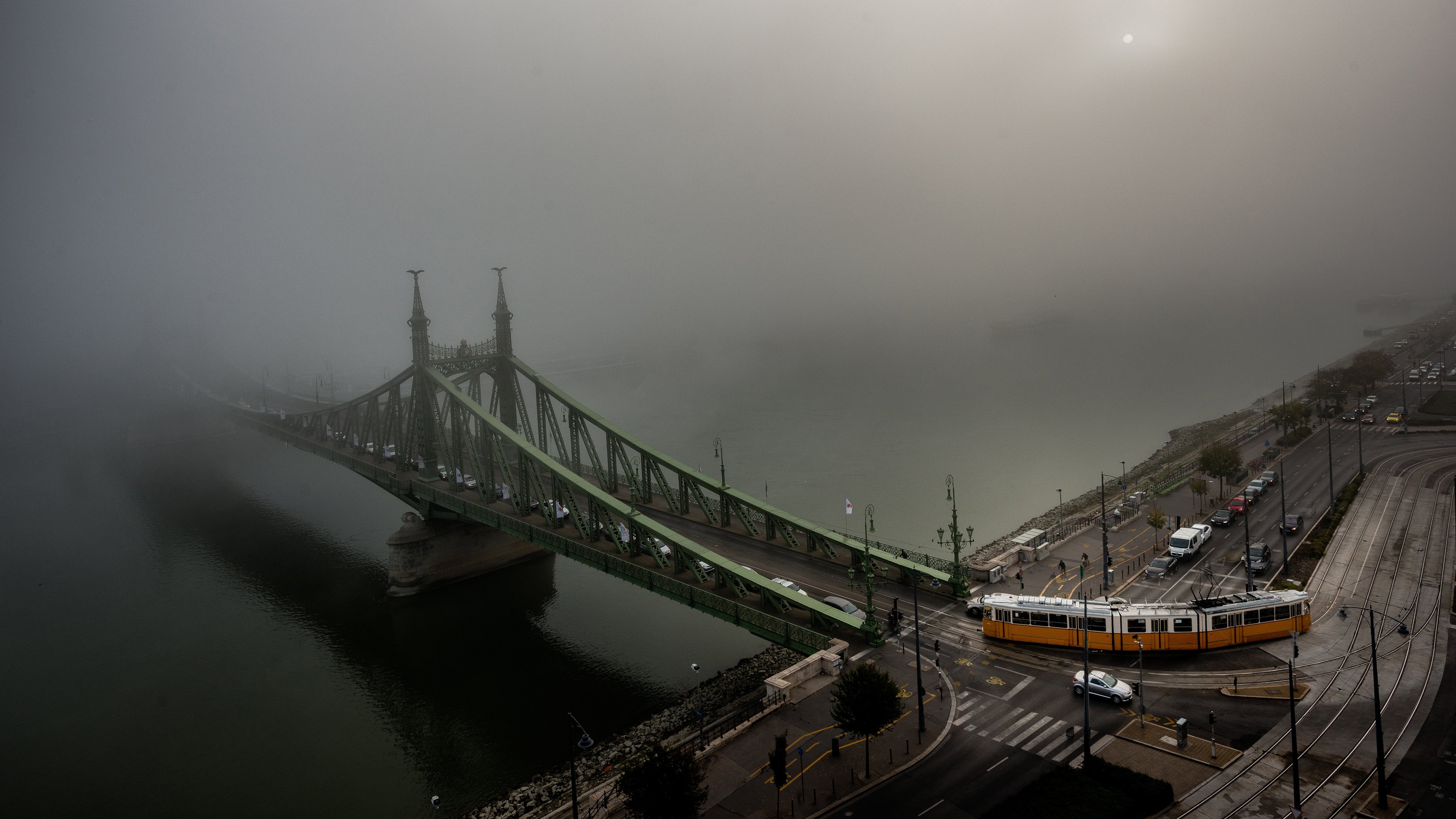 桥梁,雾,清晨,城市