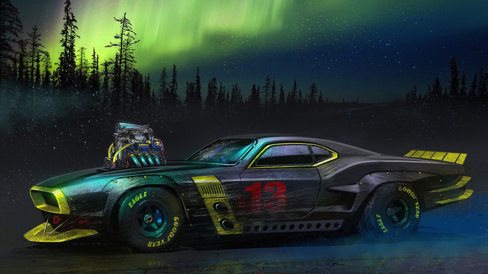 跑车,极光,炫彩