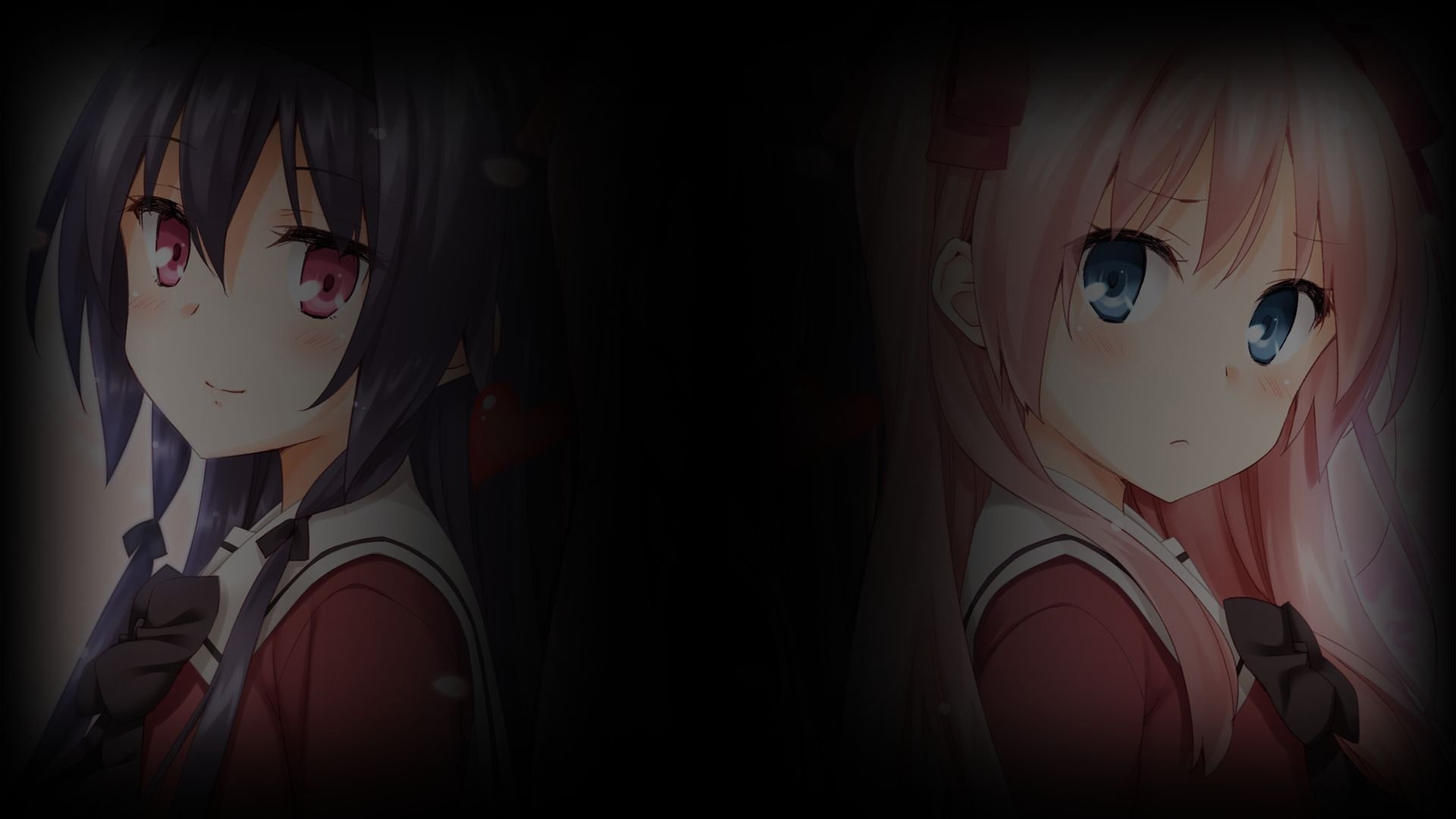 卡通人物,姐妹,黑白