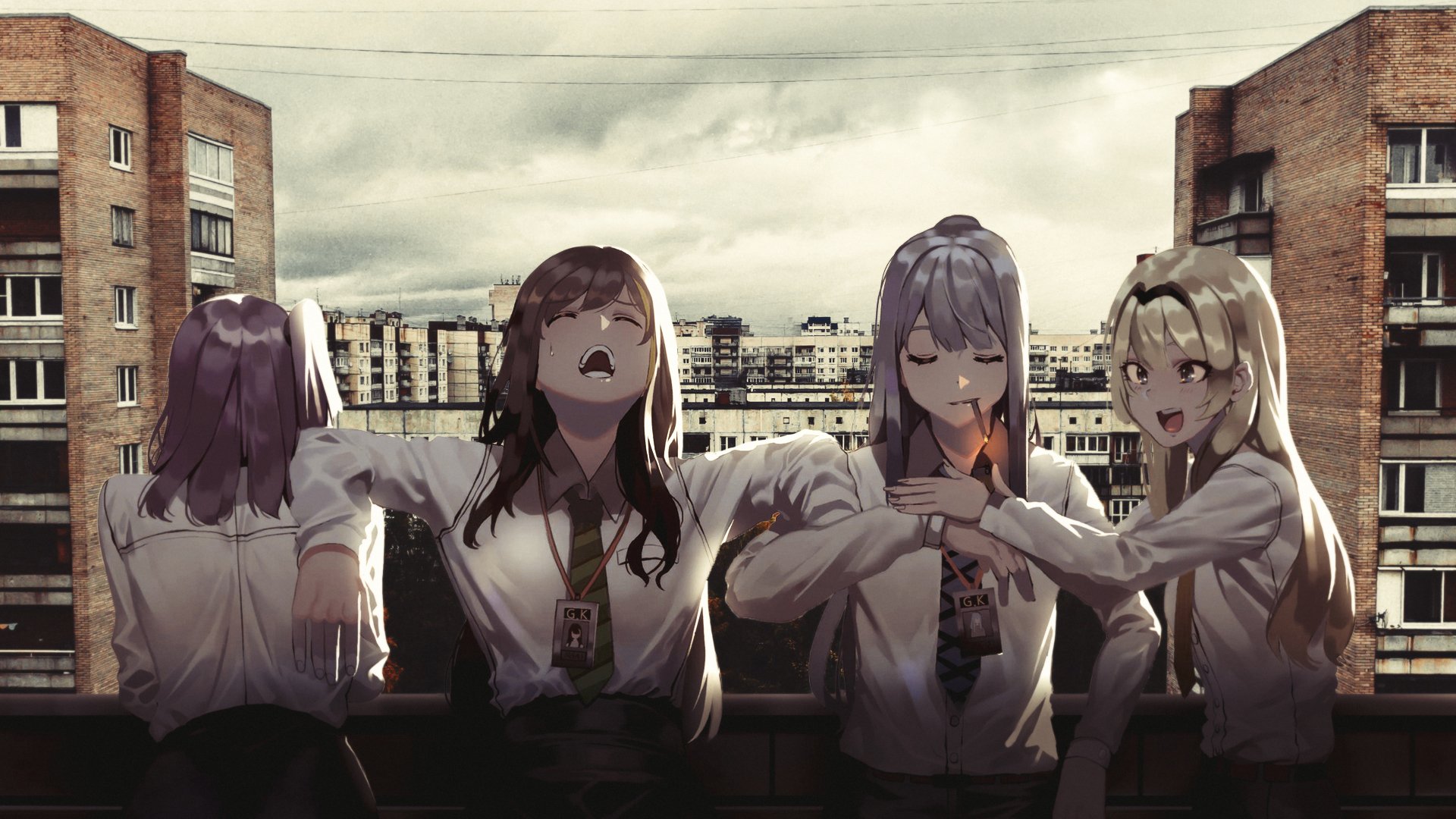 卡通人物,飞女,抽烟,校园