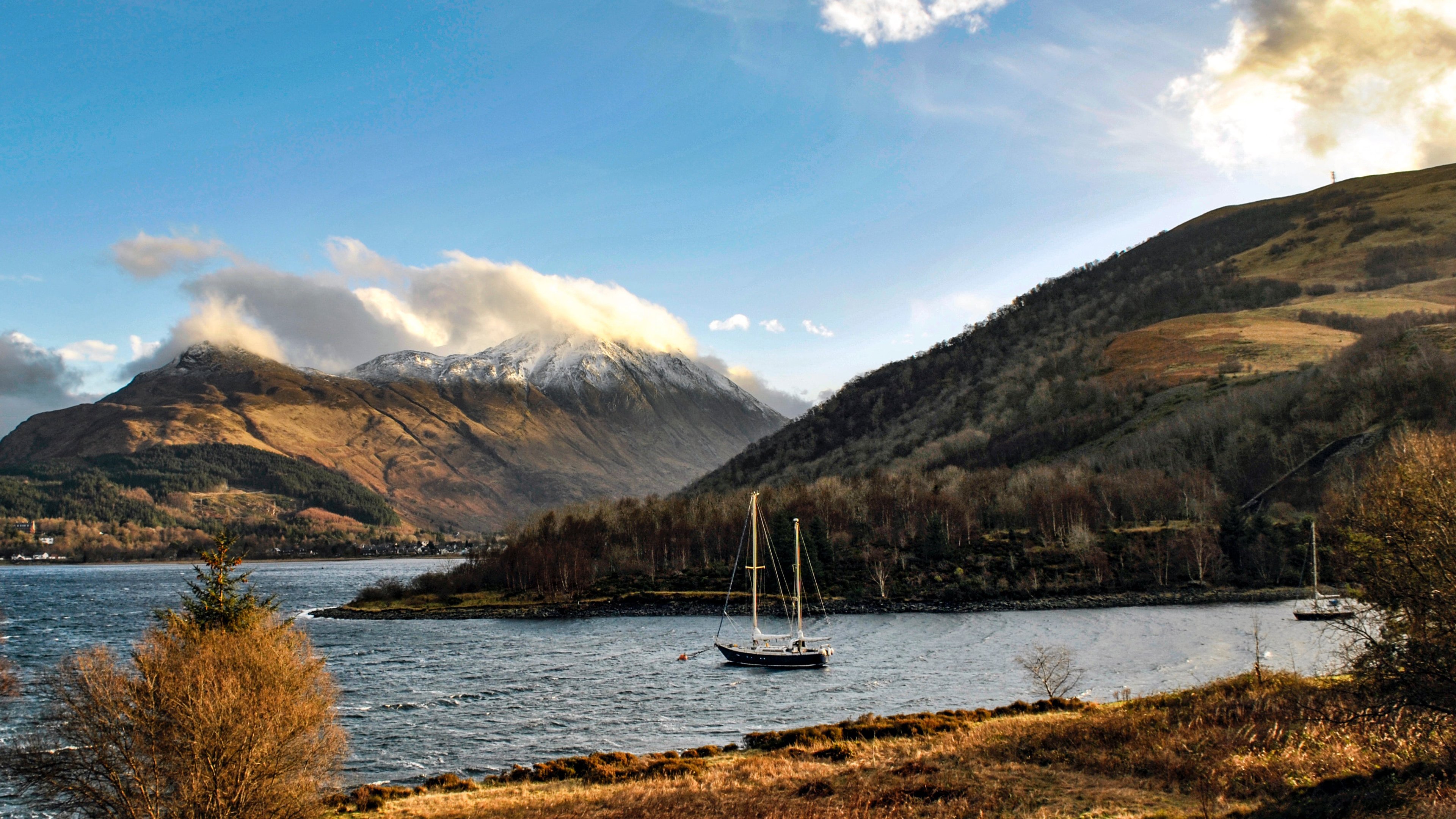 自然风光,湖,竹筏