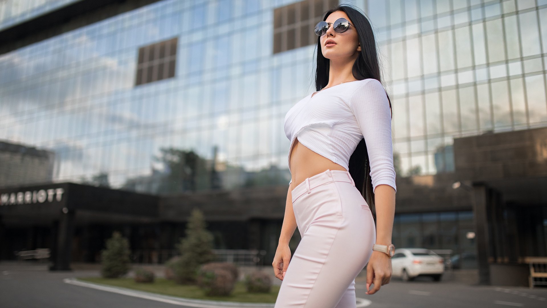 欧美女神,白衣,职场,气质