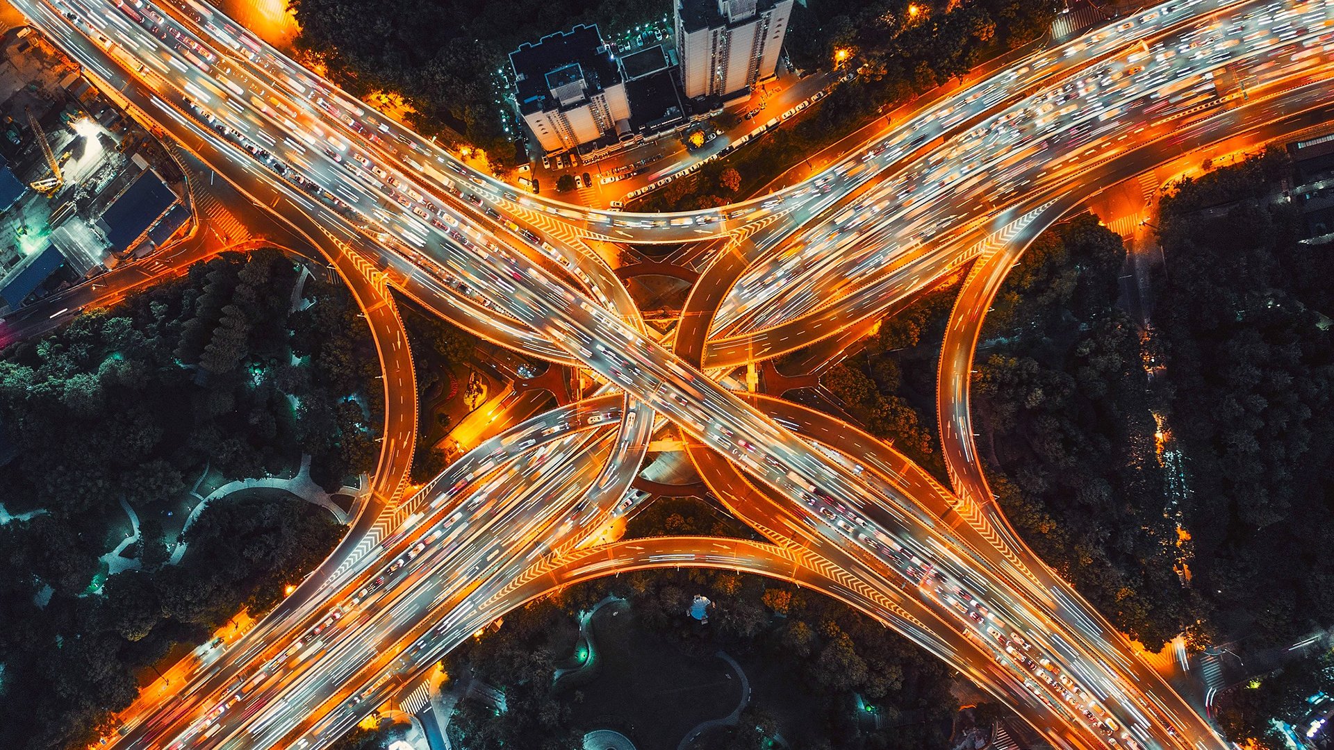 城市夜景,立交桥,灯光