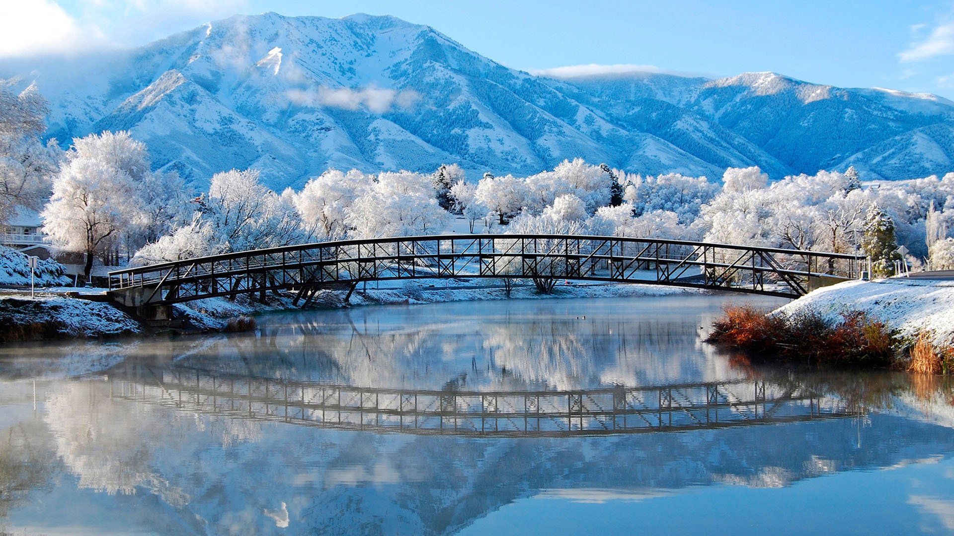 冰天雪地,湖水,倒影