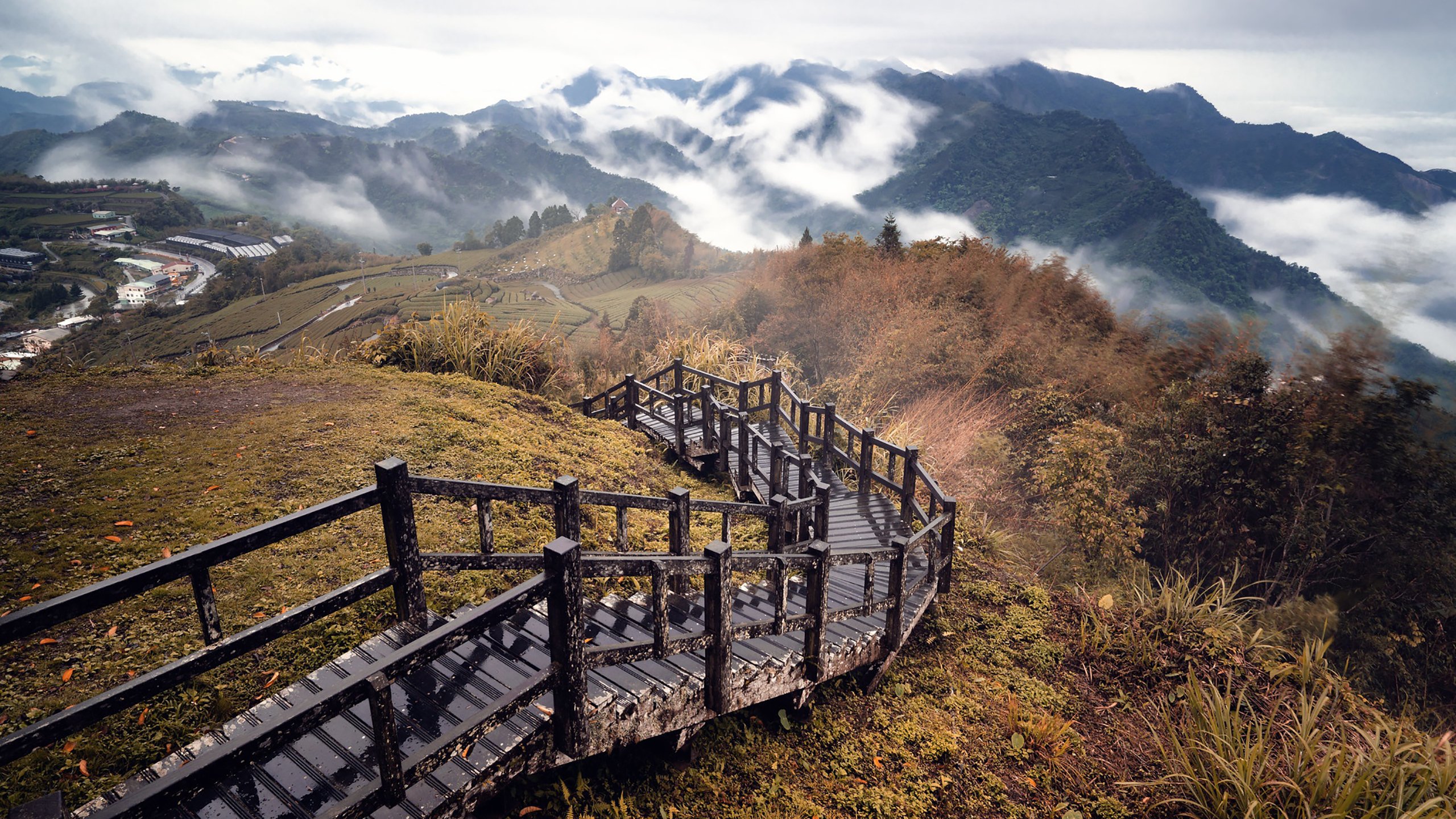 自然风光,高山,栈道