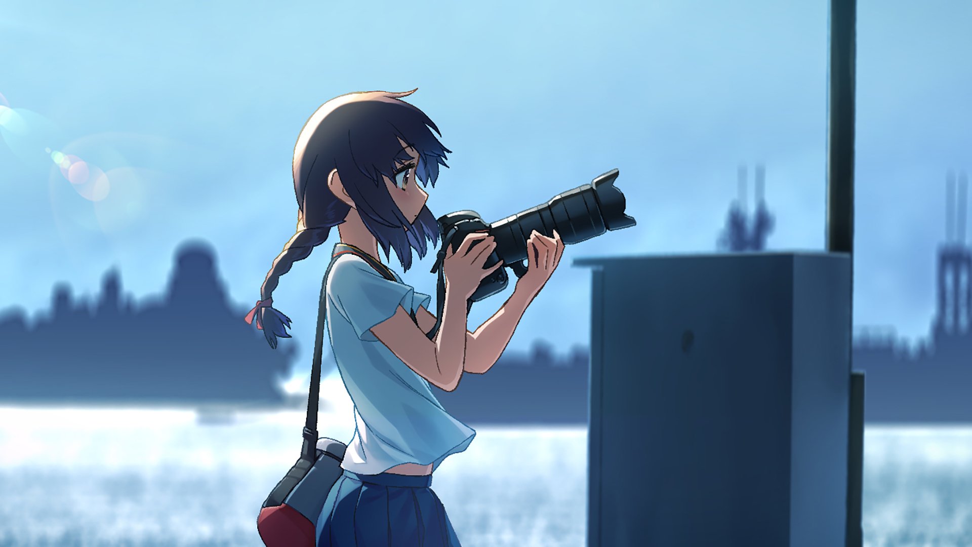 卡通人物,相机,摄影,海边