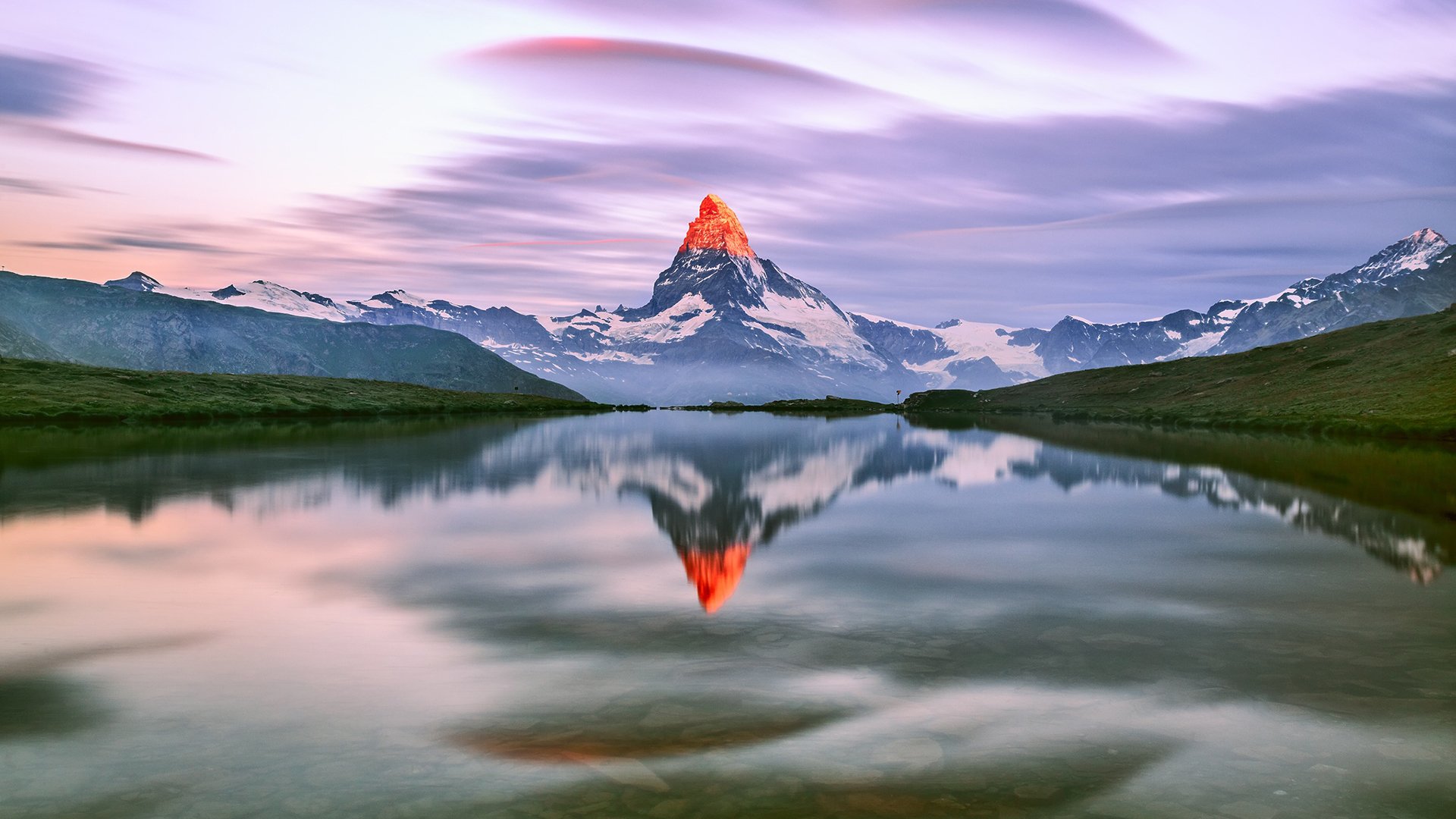 自然风光,雪山,湖水