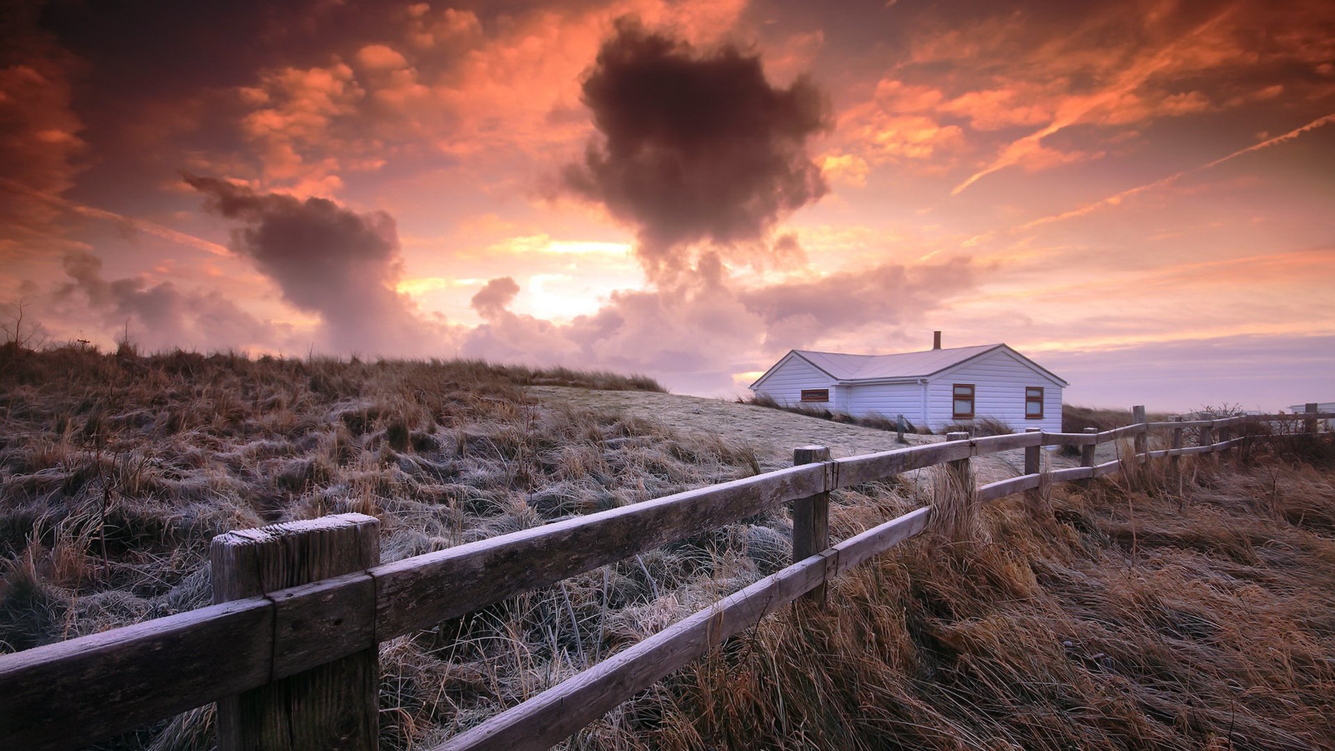 落日余晖,草原,太阳