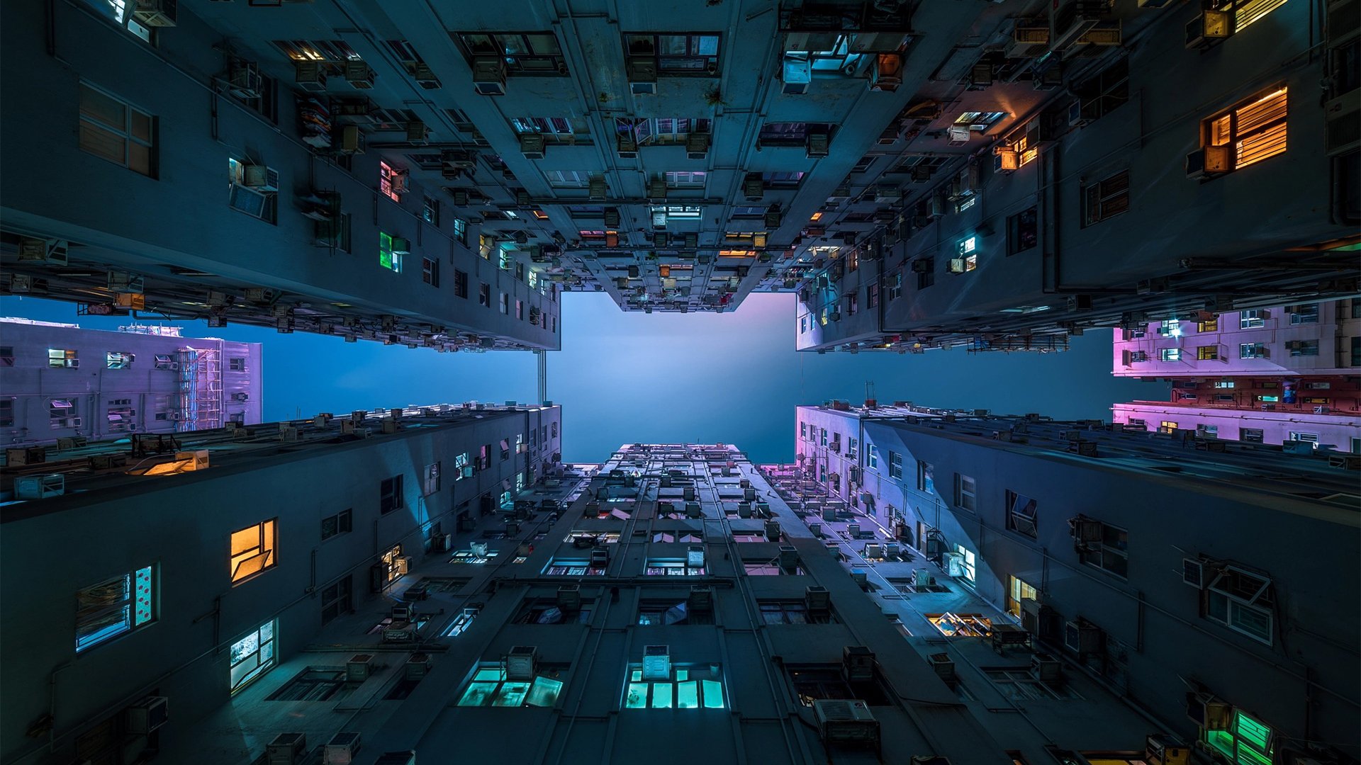 夜晚,楼房,仰望