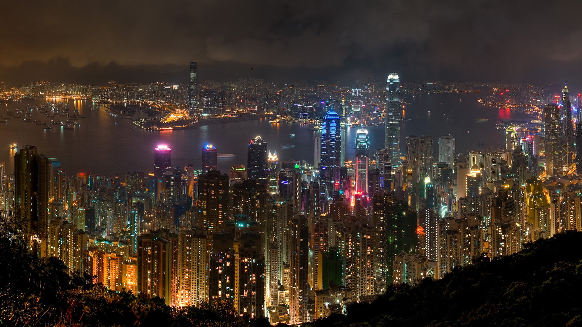 城市夜景,香港,东方明珠