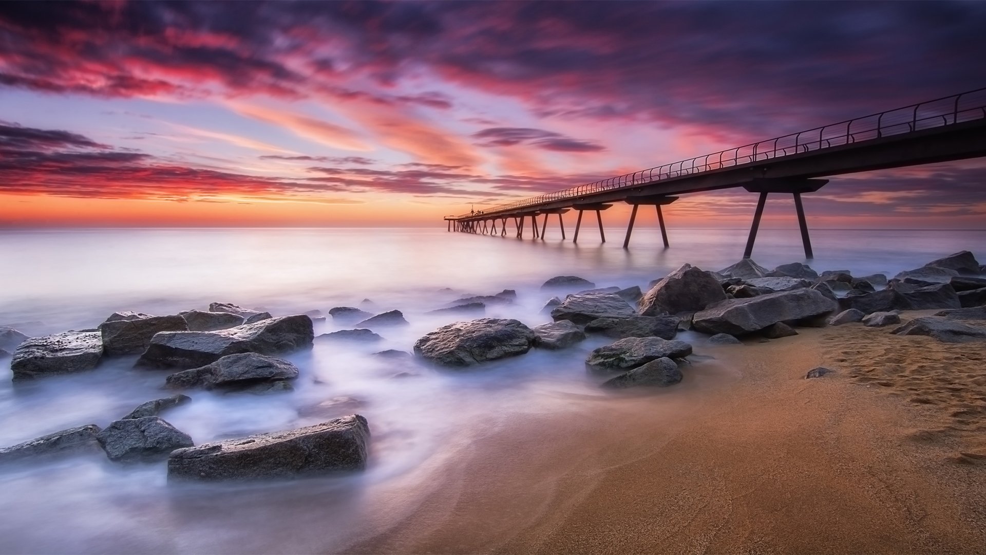 浪漫大海,海滩,延时摄影